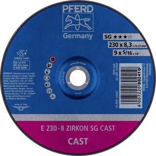 TOOLS 62223747 E 230-8 ZIRKON SG CAST Schruppscheibe gekröpft Durchmesser 230 mm Bohrungs-Ø 22.23 mm Grau-/Sphäroguss, Gusshaut 10 St. by PFERD – product image 1 of 2