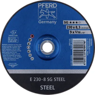 TOOLS 62223826 E 230-8 SG STEEL Schruppscheibe gekröpft Durchmesser 230 mm Bohrungs-Ø 22.23 mm Edelstahl, Stahl 10 St. de PFERD – image du produit 1 sur 2