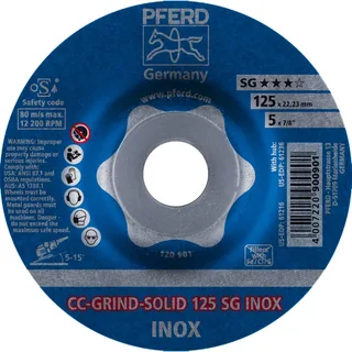 TOOLS 64186125 Cc-Grind-Solid Sg Inox Schruppscheibe gekröpft Durchmesser 125 mm Bohrungs-Ø 22.23 mm 10 St. fra PFERD – produktbillede 3 af 3