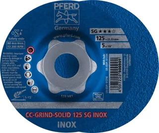 TOOLS 64186125 Cc-Grind-Solid Sg Inox Schruppscheibe gekröpft Durchmesser 125 mm Bohrungs-Ø 22.23 mm 10 St. fra PFERD – produktbillede 1 af 3