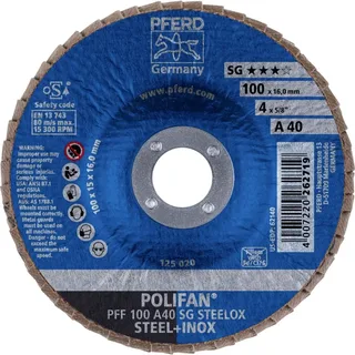 TOOLS 67604100 PFF 100 A 40 SG STEELOX/16,0 Fächerschleifscheibe Durchmesser 100 mm Bohrungs-Ø 16 mm Körnung (num) 40 Edelstahl, Stahl 10 St. by PFERD – product image 2 of 2
