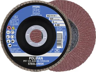 TOOLS 67604125 A Sg Steelox Fächerschleifscheibe Durchmesser 125 mm Bohrungs-Ø 22.23 mm Körnung (num) 40 10 St. de PFERD – image du produit 1 sur 3