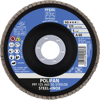 TOOLS 67606125 A Sg Steelox Fächerschleifscheibe Durchmesser 125 mm Bohrungs-Ø 22.23 mm Körnung (num) 60 10 St. fra PFERD – produktbillede 3 af 3