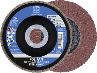 TOOLS 67608115 A Sg Steelox Fächerschleifscheibe Durchmesser 115 mm Bohrungs-Ø 22.23 mm Körnung (num) 80 10 St. by PFERD – product image 1 of 3