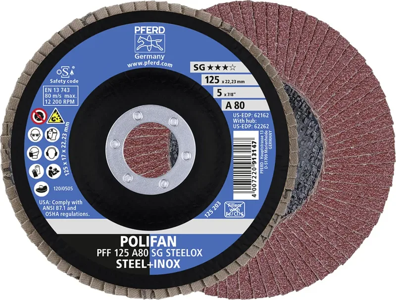 TOOLS 67608125 A Sg Steelox Fächerschleifscheibe Durchmesser 125 mm Bohrungs-Ø 22.23 mm Körnung (num) 80 10 St. van PFERD – productafbeelding