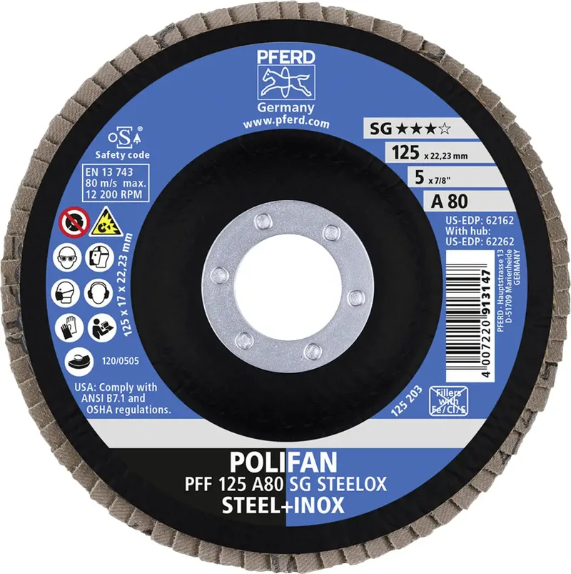 TOOLS 67608125 A Sg Steelox Fächerschleifscheibe Durchmesser 125 mm Bohrungs-Ø 22.23 mm Körnung (num) 80 10 St. by PFERD – product image 3 of 3