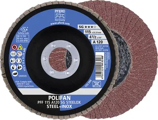 TOOLS 67612115 A Sg Steelox Fächerschleifscheibe Durchmesser 115 mm Bohrungs-Ø 22.23 mm Körnung (num) 120 10 St. de PFERD – image du produit 1 sur 2