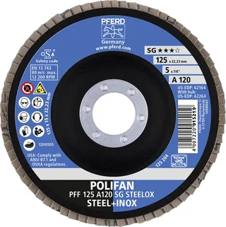 TOOLS 67612125 A Sg Steelox Fächerschleifscheibe Durchmesser 125 mm Bohrungs-Ø 22.23 mm Körnung (num) 120 10 St. von PFERD – Produktbild 2 von 2