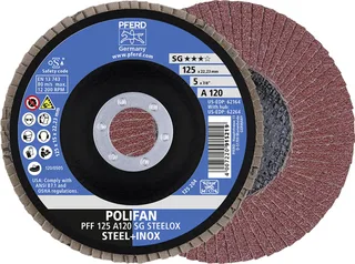 TOOLS 67612125 A Sg Steelox Fächerschleifscheibe Durchmesser 125 mm Bohrungs-Ø 22.23 mm Körnung (num) 120 10 St. von PFERD – Produktbild 1 von 2