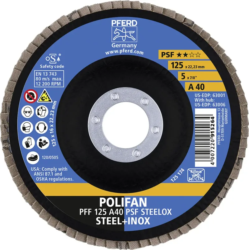 TOOLS 67644125 A Psf Steelox Fächerschleifscheibe Durchmesser 125 mm Bohrungs-Ø 22.23 mm Körnung (num) 40 10 St. von PFERD – Produktbild 3 von 3