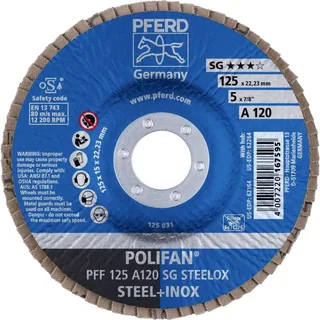 TOOLS 67649125 PFF 125 A 120 PSF STEELOX Fächerschleifscheibe Durchmesser 125 mm Bohrungs-Ø 22.23 mm Körnung (num) 120 Edelstahl, Stahl 10 St. von PFERD – Produktbild 2 von 2