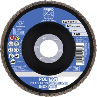 TOOLS 67656125 A-Cool Sg Inox + Alu Fächerschleifscheibe Durchmesser 125 mm Bohrungs-Ø 22.23 mm Körnung (num) 60 10 St. by PFERD – product image 3 of 3