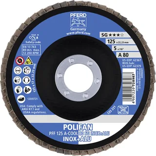 TOOLS 67658125 A-Cool Sg Inox + Alu Fächerschleifscheibe Durchmesser 125 mm Bohrungs-Ø 22.23 mm Körnung (num) 80 10 St. de PFERD – image du produit 3 sur 3