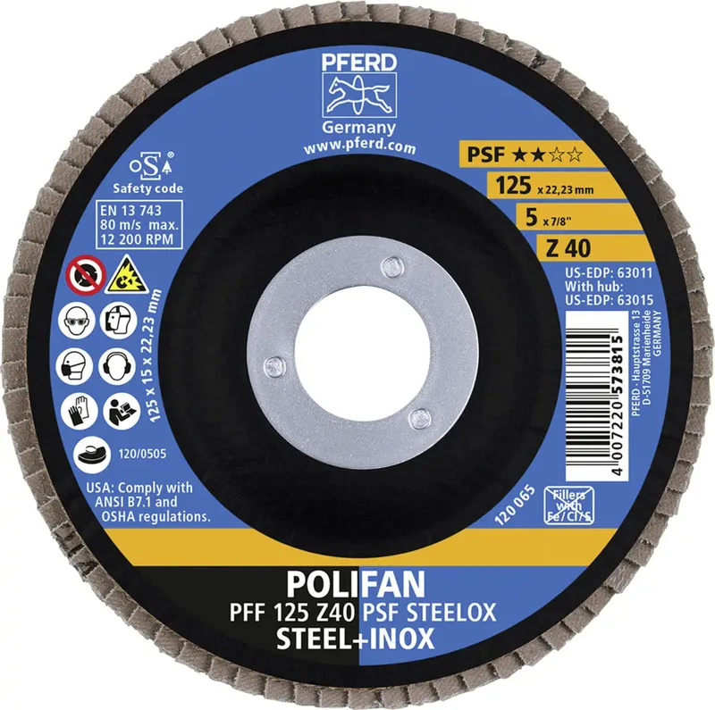 TOOLS 67664125 Z Psf Steelox Fächerschleifscheibe Durchmesser 125 mm Bohrungs-Ø 22.23 mm Körnung (num) 40 10 St. de PFERD – image du produit 3 sur 3