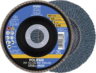 TOOLS 67664125 Z Psf Steelox Fächerschleifscheibe Durchmesser 125 mm Bohrungs-Ø 22.23 mm Körnung (num) 40 10 St. de PFERD – image du produit 1 sur 3