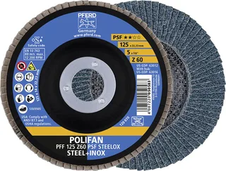TOOLS 67666125 Z Psf Steelox Fächerschleifscheibe Durchmesser 125 mm Bohrungs-Ø 22.23 mm Körnung (num) 60 10 St. de PFERD – image du produit 1 sur 3