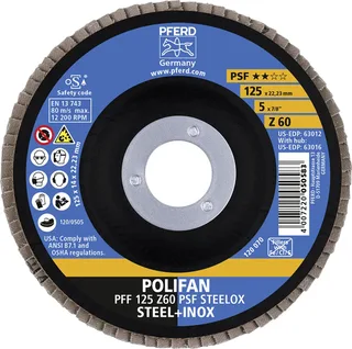 TOOLS 67666125 Z Psf Steelox Fächerschleifscheibe Durchmesser 125 mm Bohrungs-Ø 22.23 mm Körnung (num) 60 10 St. de PFERD – image du produit 3 sur 3