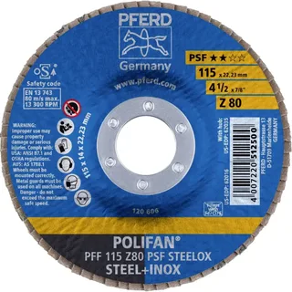 TOOLS 67668115 PFF 115 Z 80 PSF STEELOX Fächerschleifscheibe Durchmesser 115 mm Bohrungs-Ø 22.23 mm Körnung (num) 80 Edelstahl, Stahl 10 St. von PFERD – Produktbild 2 von 2