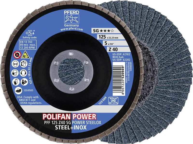TOOLS 67684125 Z Sg Power Steelox Fächerschleifscheibe Durchmesser 125 mm Bohrungs-Ø 22.23 mm Körnung (num) 40 10 St. by PFERD – product image