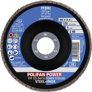 TOOLS 67684125 Z Sg Power Steelox Fächerschleifscheibe Durchmesser 125 mm Bohrungs-Ø 22.23 mm Körnung (num) 40 10 St. de PFERD – image du produit 3 sur 3