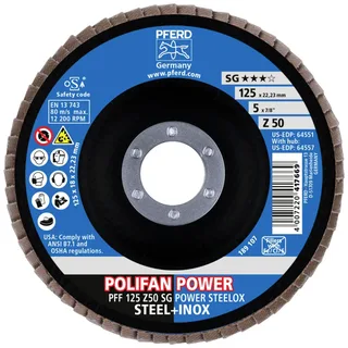 TOOLS 67685126 Fächerschleifscheibe Durchmesser 125 mm Körnung (num)=50 10 St. de PFERD – image du produit 3 sur 3