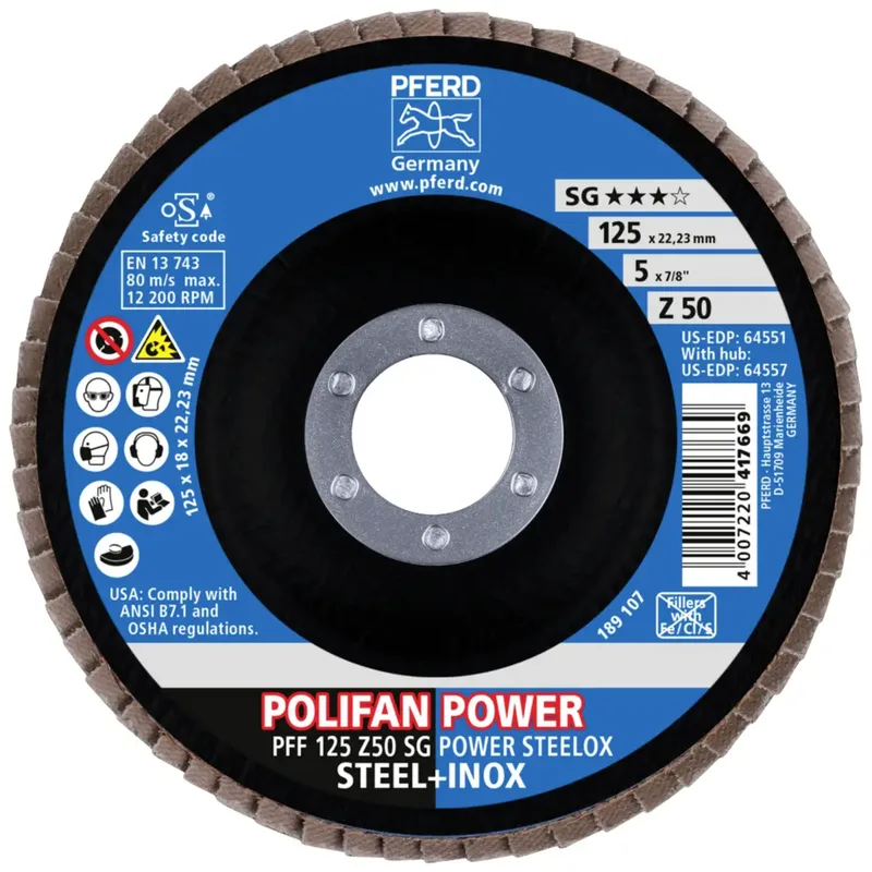 TOOLS 67685126 Fächerschleifscheibe Durchmesser 125 mm Körnung (num)=50 10 St. de PFERD – image du produit 3 sur 3
