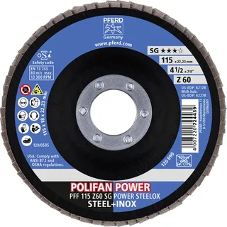 TOOLS 67686115 Z Sg Power Steelox Fächerschleifscheibe Durchmesser 115 mm Bohrungs-Ø 22.23 mm Körnung (num) 60 10 St. de PFERD – image du produit 3 sur 3