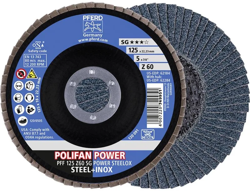 TOOLS 67686125 Z Sg Power Steelox Lamellenschijf Diameter 125 mm Boordiameter 22.23 mm Korrelgrootte (num) 60 10 von PFERD – Produktbild