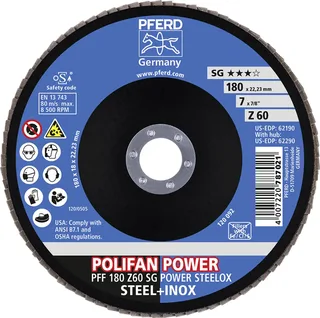 TOOLS 67686185 Z Sg Power Steelox Fächerschleifscheibe Durchmesser 180 mm Bohrungs-Ø 22.23 mm Körnung (num) 60 10 St. de PFERD – image du produit 3 sur 3