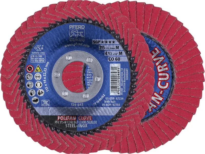 TOOLS 67689036 Co Sgp Curve Steelox Fächerschleifscheibe Durchmesser 115 mm Bohrungs-Ø 22.23 mm Körnung (num) 60 10 St. de PFERD – image du produit 1 sur 3