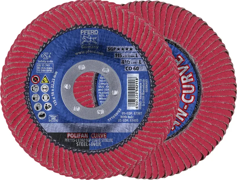 TOOLS 67689046 Co Sgp Curve Steelox Fächerschleifscheibe Durchmesser 115 mm Bohrungs-Ø 22.23 mm Körnung (num) 60 10 St. de PFERD – image du produit 1 sur 3