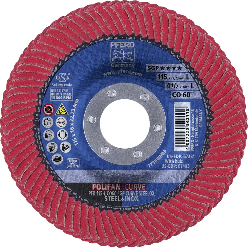 TOOLS 67689046 Co Sgp Curve Steelox Fächerschleifscheibe Durchmesser 115 mm Bohrungs-Ø 22.23 mm Körnung (num) 60 10 St. de PFERD – image du produit 3 sur 3