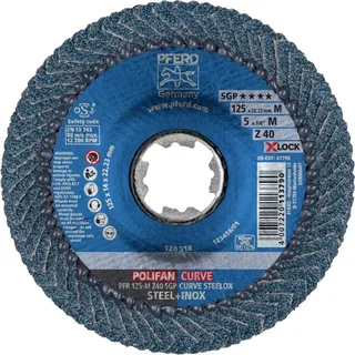 TOOLS 67689053 PFR 125-M Z 40 SGP CURVE STEELOX/X-LOCK Fächerschleifscheibe Durchmesser 125 mm Bohrungs-Ø 22.23 mm Körnung (num) 40 Edelstahl, Stahl 10 fra PFERD – produktbillede 2 af 2