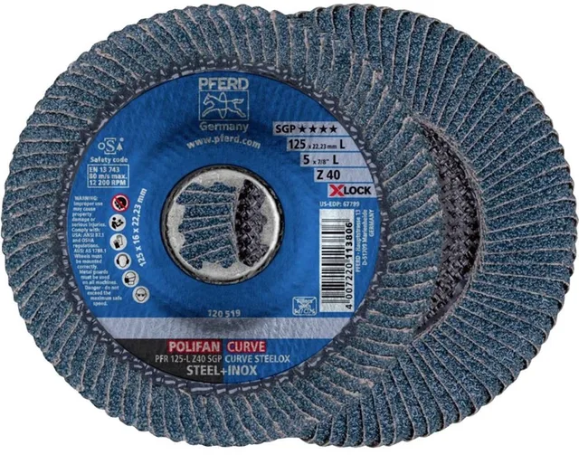 TOOLS 67689063 PFR 125-L Z 40 SGP CURVE STEELOX/X-LOCK Lamellenschijf Diameter 125 mm Boordiameter 22.23 mm Korre