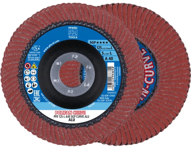 TOOLS 67689068 A Sgp Curve Alu Lamellenschijf Diameter 125 mm Boordiameter 22.23 mm Korrelgrootte (num) 40 10 stu by PFERD – product image
