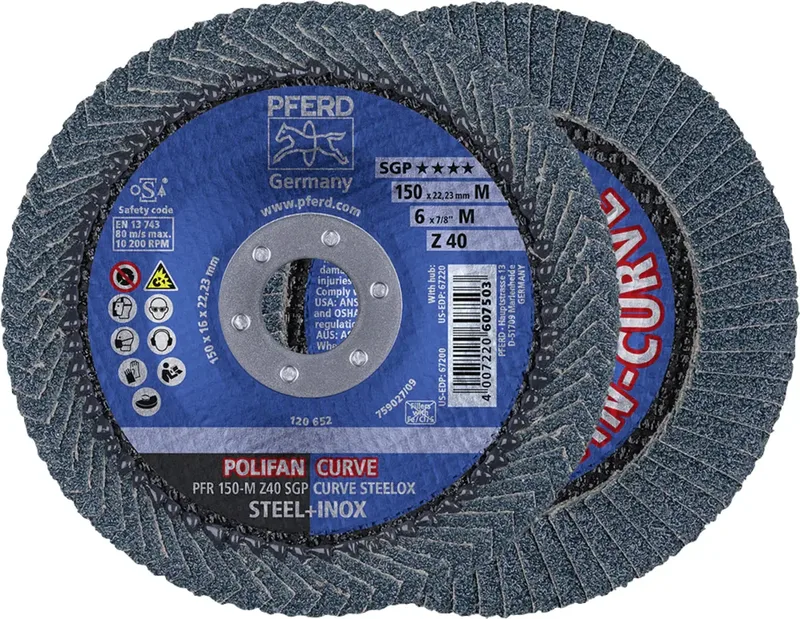 TOOLS 67689072 Z Sgp Curve Steelox Fächerschleifscheibe Durchmesser 150 mm Bohrungs-Ø 22.23 mm 10 St. de PFERD – image du produit 1 sur 3