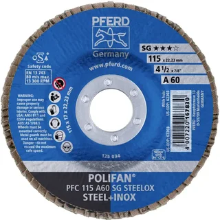 TOOLS 67706115 PFC 115 A 60 SG STEELOX Fächerschleifscheibe Durchmesser 115 mm Bohrungs-Ø 22.23 mm Körnung (num) 60 Edelstahl, Stahl 10 St. von PFERD – Produktbild 2 von 2