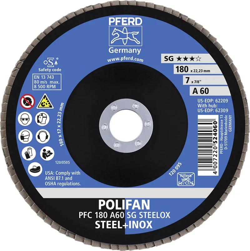 TOOLS 67706185 A Psf Steelox Fächerschleifscheibe Durchmesser 180 mm Bohrungs-Ø 22.23 mm Körnung (num) 60 10 St. von PFERD – Produktbild 3 von 3
