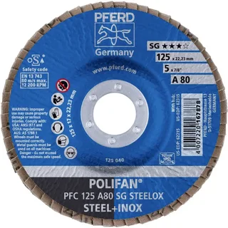 TOOLS 67708125 PFC 125 A 80 SG STEELOX Fächerschleifscheibe Durchmesser 125 mm Bohrungs-Ø 22.23 mm Körnung (num) 80 Edelstahl, Stahl 10 St. von PFERD – Produktbild 2 von 2