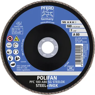 TOOLS 67708185 A Psf Steelox Fächerschleifscheibe Durchmesser 180 mm Bohrungs-Ø 22.23 mm Körnung (num) 80 10 St. de PFERD – image du produit 3 sur 3