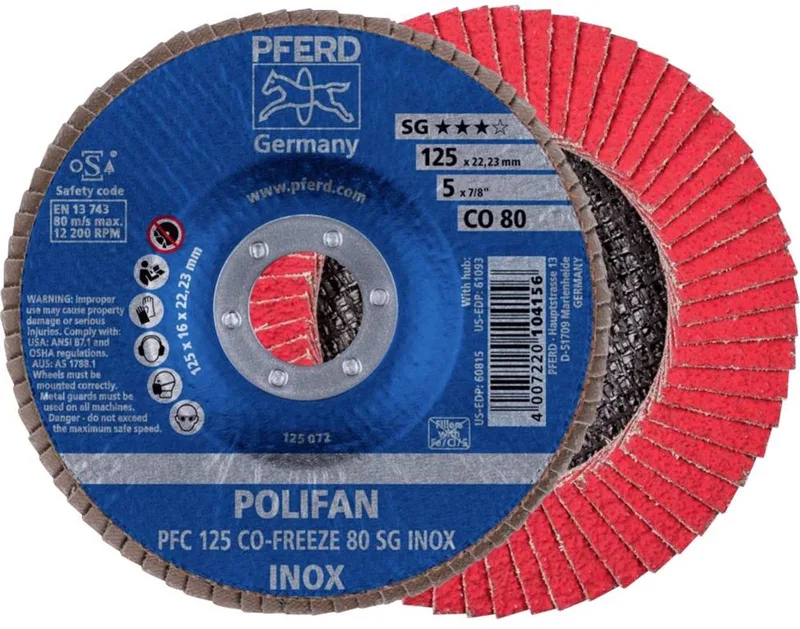 TOOLS 67712580 PFC 125 CO-FREEZE 80 SG INOX Lamellenschijf Diameter 125 mm Boordiameter 22.23 mm Korrelgrootte (n de PFERD – image du produit