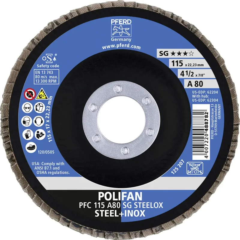 TOOLS 67748115 A Psf Steelox Fächerschleifscheibe Durchmesser 115 mm Bohrungs-Ø 22.23 mm Körnung (num) 80 10 St. by PFERD – product image 3 of 3