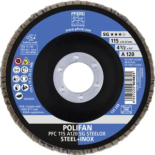 TOOLS 67749115 A Psf Steelox Fächerschleifscheibe Durchmesser 115 mm Bohrungs-Ø 22.23 mm Körnung (num) 120 10 St. von PFERD – Produktbild 3 von 3