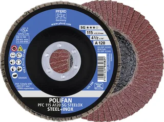 TOOLS 67749115 A Psf Steelox Fächerschleifscheibe Durchmesser 115 mm Bohrungs-Ø 22.23 mm Körnung (num) 120 10 St. von PFERD – Produktbild 1 von 3