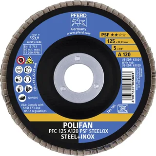 TOOLS 67749125 A Psf Steelox Fächerschleifscheibe Durchmesser 125 mm Bohrungs-Ø 22.23 mm Körnung (num) 120 10 St. de PFERD – image du produit 3 sur 3