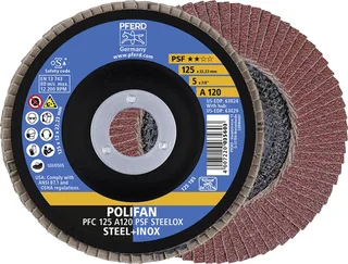 TOOLS 67749125 A Psf Steelox Fächerschleifscheibe Durchmesser 125 mm Bohrungs-Ø 22.23 mm Körnung (num) 120 10 St. de PFERD – image du produit 1 sur 3