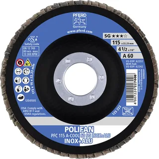 TOOLS 67756115 A-Cool Sg Inox + Alu Fächerschleifscheibe Durchmesser 115 mm Bohrungs-Ø 22.23 mm Körnung (num) 60 10 St. fra PFERD – produktbillede 3 af 3