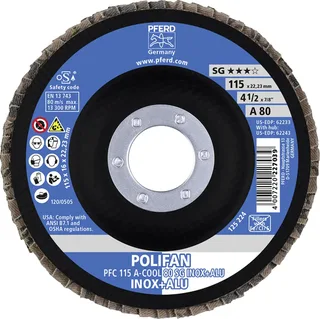 TOOLS 67758115 A-Cool Sg Inox + Alu Fächerschleifscheibe Durchmesser 115 mm Bohrungs-Ø 22.23 mm Körnung (num) 80 10 St. von PFERD – Produktbild 3 von 3