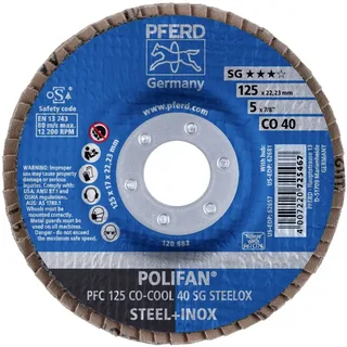 TOOLS 67760425 PFC 125 CO-COOL 40 SG STEELOX Fächerschleifscheibe Durchmesser 125 mm Bohrungs-Ø 22.23 mm Körnung (num) 40 Aluminiumlegierung von PFERD – Produktbild 2 von 2