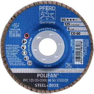 TOOLS 67760625 PFC 125 CO-COOL 60 SG STEELOX Fächerschleifscheibe Durchmesser 125 mm Bohrungs-Ø 22.23 mm Körnung (num) 60 Aluminiumlegierung de PFERD – image du produit 2 sur 2